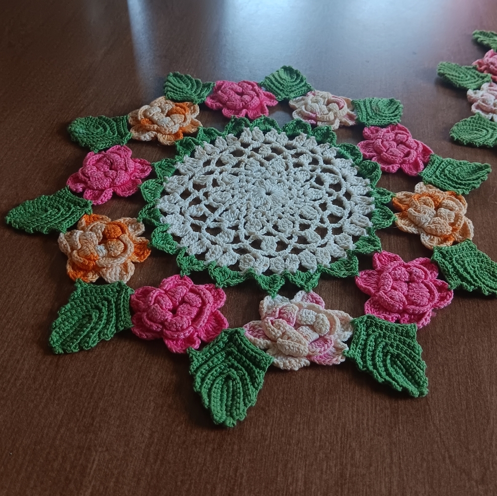 Vintage crochet flower doiley